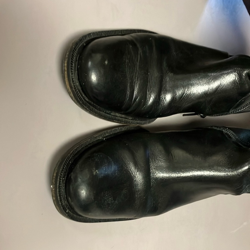 Black Leather Knee-High Boots